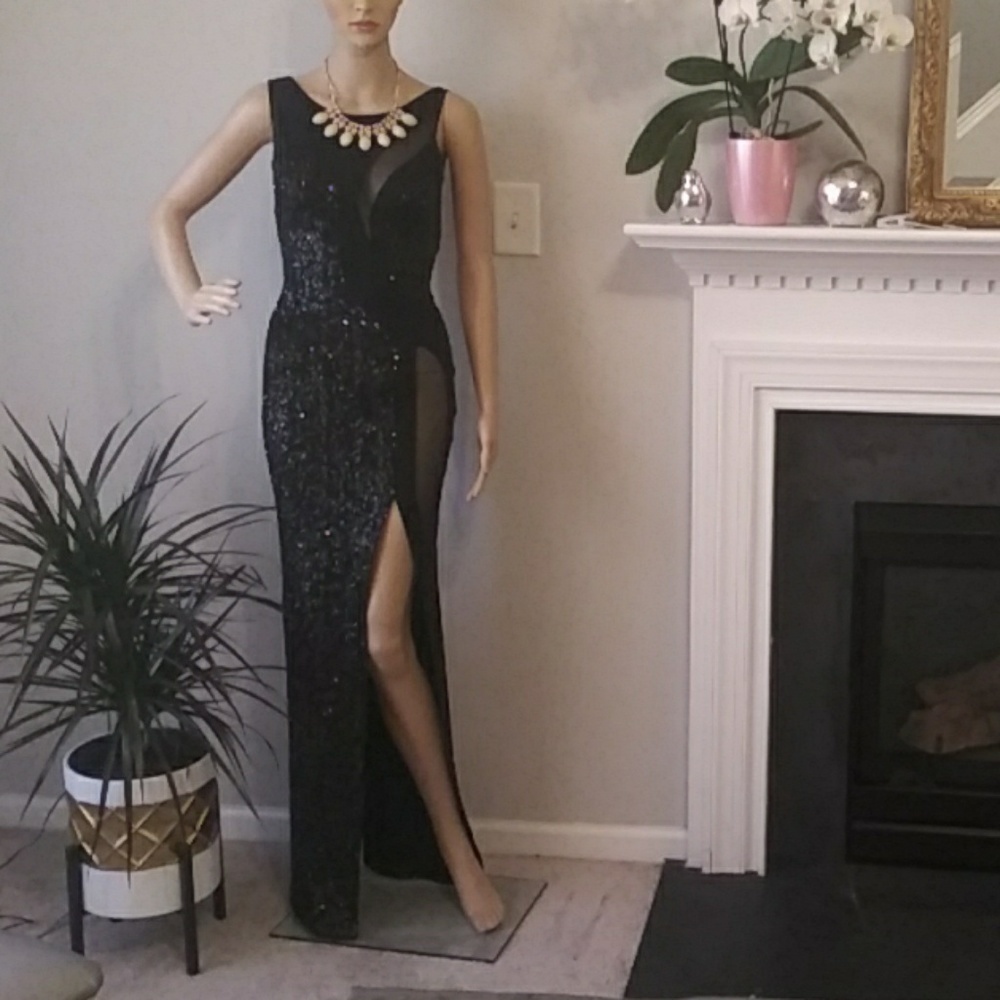 Abyss by Abby black formal dress holiday sequence size XS holidays Party party